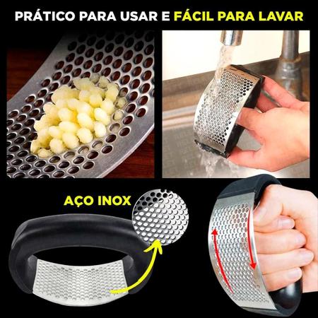 Amassador Espremedor Triturador De Alho Manual Cozinha Inox - Correia Ecom Imagem de Amassador Espremedor Triturador De Alho Manual Cozinha Inox