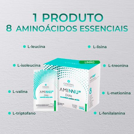 Imagem de Aminnu Central Nutrition Aminoácidos Essenciais - Limão - 30 Sachês de 10g