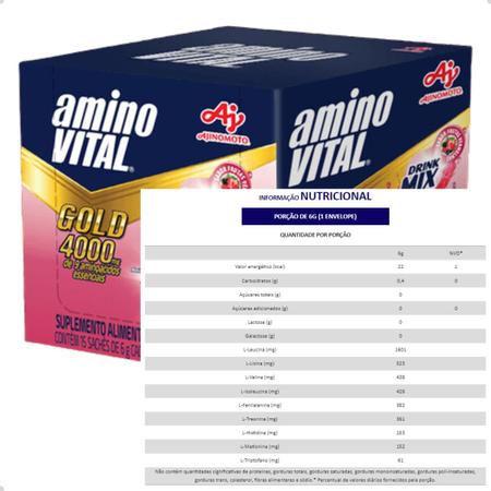 Imagem de Aminoácidos Amino Vital Gold 4000mg 15 Saches 6g Ajinomoto