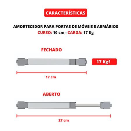 Imagem de Amortecedor Para Uso Geral 27,0 Cm X 17,0 Cm Carga 17 Kg