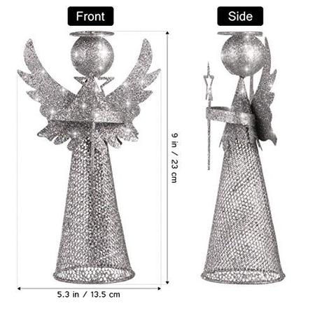 Imagem de Amosfun Silver Christmas Tree Topper Angel Requisite Shimmery Christmas Tree Topper Star Tree Topper Xmas Trees Topper Ornament para home shopping Shopping Christmas Tree Decor