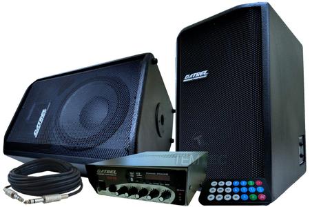 Imagem de Amplificador 200w e 2 caixas de som 400w bluet. profissional