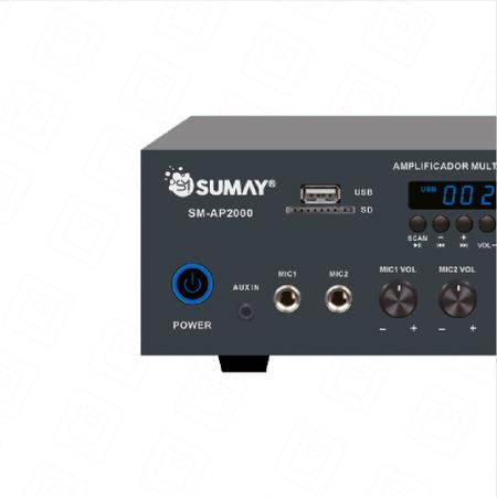 Imagem de Amplificador de Áudio Sm-Ap2000 Sumay 2.0 Stereo Radio FM 200w-Bivolt