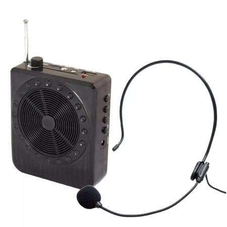 Imagem de Amplificador de Voz Megafone com Microfone e Rádio FM para Professores K8 Preto