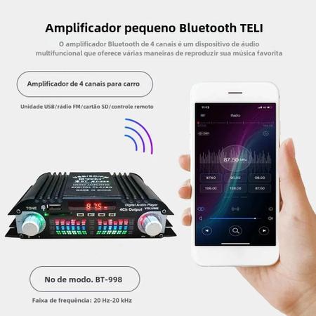 Imagem de Amplificador HiFi Bluetooth 4 Canais 1600W - com Rádio FM e Controle Remoto