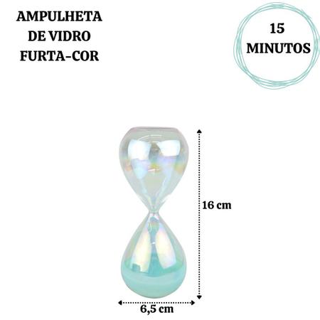 Imagem de Ampulheta de vidro furta-cor de 15 minutos 16cm