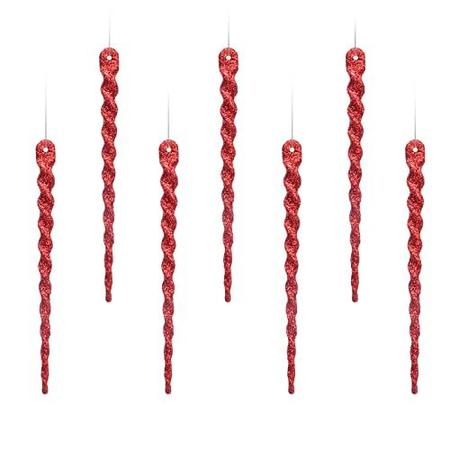 Imagem de AMS plástico de Natal cintilante glitter Icicle enfeites 30 peças decorações da árvore de Natal para o casamento, ação de graças, festa (5.1''/13cm, vermelho)