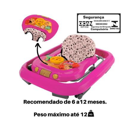 Imagem de Andador Bebe Infantil Andaja Para Menina De 56cm Para Casa Sala Quarto Jardim Rosa Junior Baby