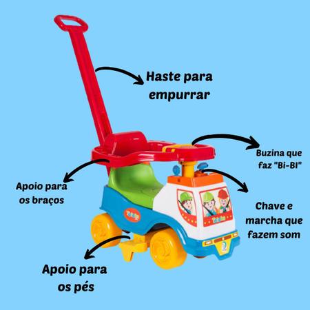 Totoka Trator Andador Infantil Motoca Haste Empurrar Bebê