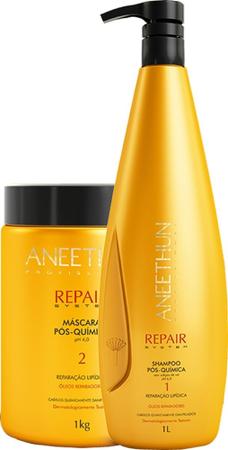 Aneethun Repair System Shampoo 1 L + Máscara Pós Química 1kg Imagem de Aneethun Repair System Shampoo 1 L + Máscara Pós Química 1kg