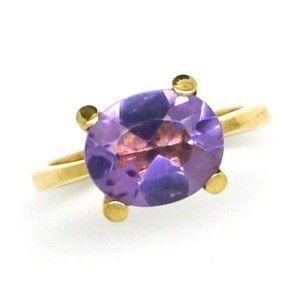 Anel Ametista Natural Extra Oval Reforçado Feminino Ouro 18K 11954 K600 - Usa Joias Imagem de Anel Ametista Natural Extra Oval Reforçado Feminino Ouro 18K 11954 K600