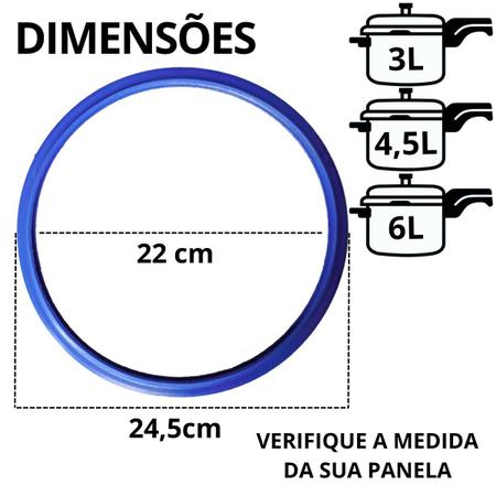 Imagem de Anel Borracha Vedação Panela Pressão Modelo Eterna Nigro 3 Litros 4,5 Litros E 6 Litros