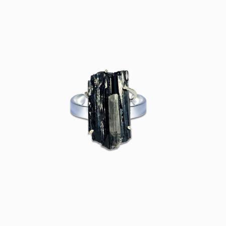 Imagem de Anel de prata 925 Regulavel com cristal natural. Pedra Turmalina Preta