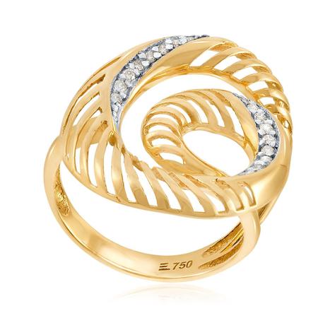 Imagem de Anel Espiral de Ouro Amarelo com 19 Diamantes