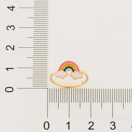Imagem de Anel Infantil Rommanel Banhado Ouro Arco-Íris E Nuvens Colorido 512873