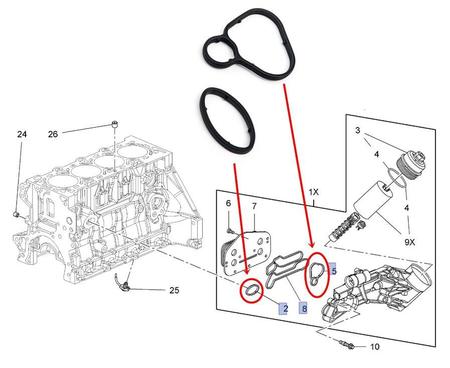 Imagem de Anel Junta Suporte Resfriador Óleo Cruze Tracker 1.8 16v Sonic 1.6 16v - Motor Ecotec F16D