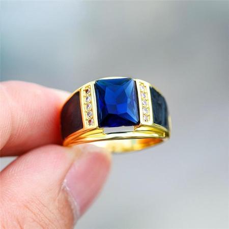 Imagem de Anel Masculino Prata 925 Dourado Topázio Fusion Zircônia