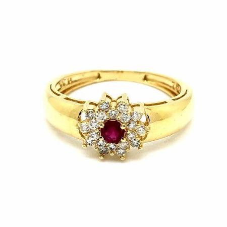 Imagem de Anel Rubi e Diamantes Naturais Princesa Feminino Ouro 22624 K940