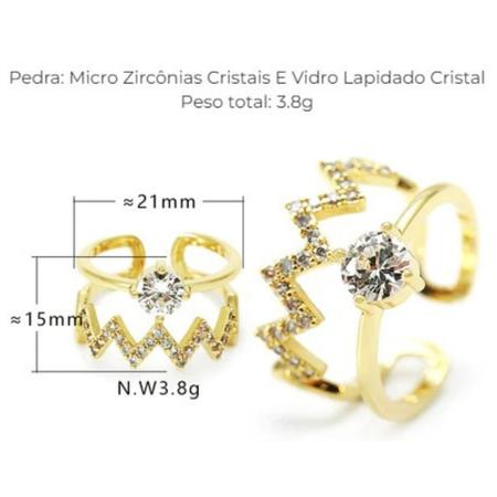 Anel Zig Zag Banhado e Cravejado com Micro Zircônias Cristais na Classificação 5A - Sim Amei Semijoias Imagem de Anel Zig Zag Banhado e Cravejado com Micro Zircônias Cristais na Classificação 5A