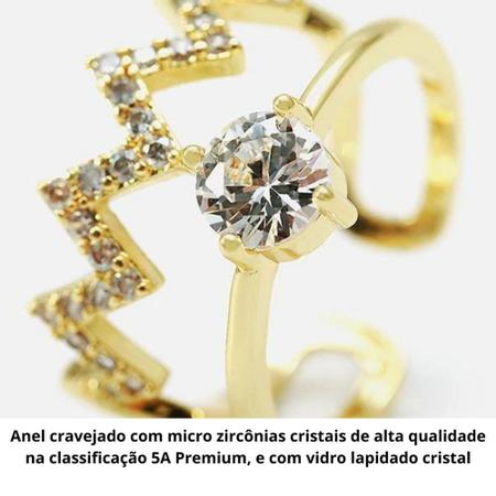 Anel Zig Zag Banhado e Cravejado com Micro Zircônias Cristais na Classificação 5A - Sim Amei Semijoias Imagem de Anel Zig Zag Banhado e Cravejado com Micro Zircônias Cristais na Classificação 5A
