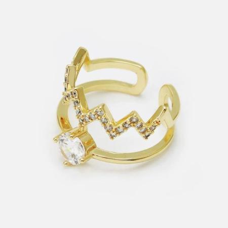 Anel Zig Zag Banhado e Cravejado com Micro Zircônias Cristais na Classificação 5A - Sim Amei Semijoias Imagem de Anel Zig Zag Banhado e Cravejado com Micro Zircônias Cristais na Classificação 5A