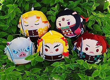 Imagem de Anime Demon Slayer Pelúcia Boneca Toy Kamado Nezuko Tanjirou Stuffed Plushie Figures Keychain Decoration Kids Gifts Halloween Cosplay Props (Hashibira Inosuke, 10cm / 3.94inch)