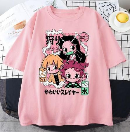 Anime Desenho Camiseta Kimetsu No Yaiba Roupas Streetwear Estampa