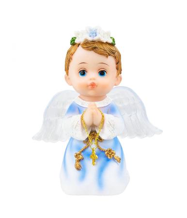 Imagem de Anjinho Enfeite De Resina Anjo Roupa Azul Oração 15 cm