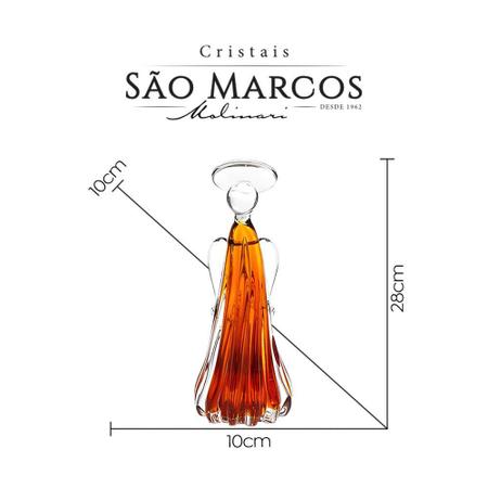 Imagem de Anjo Médio Cristal Murano Ambar São Marcos 28x10x10cm