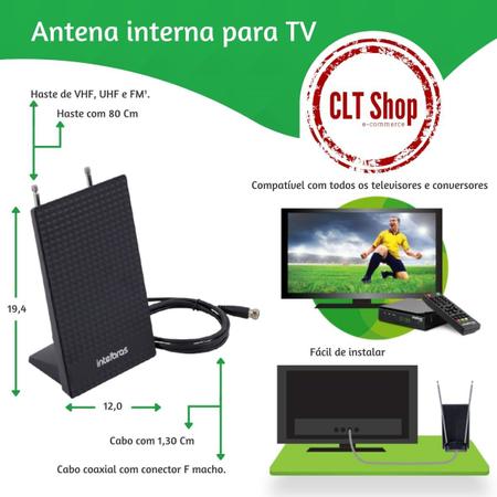 Imagem de Antena interna TV para captar sinais analógicos e digital