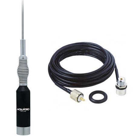 Imagem de Antena Móvel VHF 5/8 de Onda com Mola 1,50 metros M-410c + Cabo Coaxial 5,5 metros com Conectores M-802k