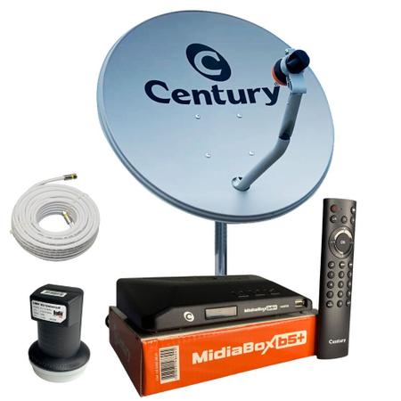 Imagem de Antena Parabólica Digital 5G Century 60cm Banda Ku Midiabox B5+ Kit Completo