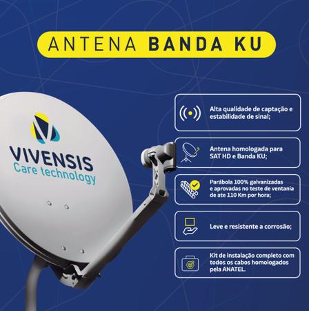 Imagem de Antena Parabólica Digital com Receptor VX10 Kit Completo Vivensis