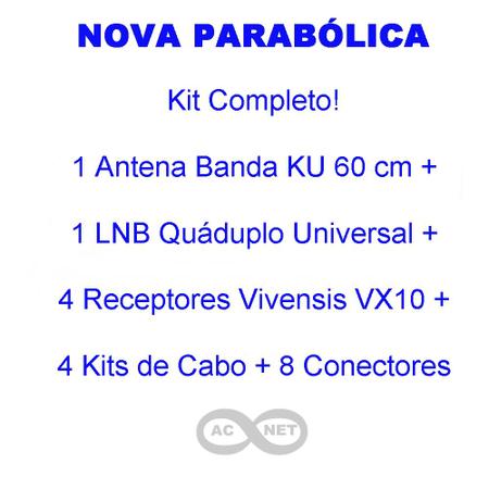Imagem de Antena Parabólica KU + 4 Receptores VIVENSIS VX10