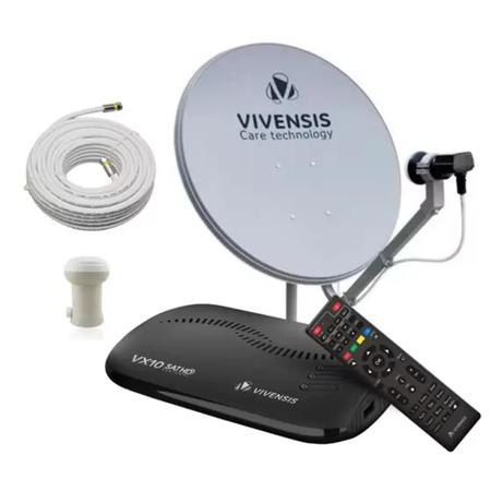 Imagem de Antena parabolica vivensis 60cm banda ku com receptor vivensis digital hd vx10 (kit completo)