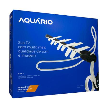 Imagem de Antena Tv Externa Digital Aquário DTV-3000 VHF UHF FM HDTV 