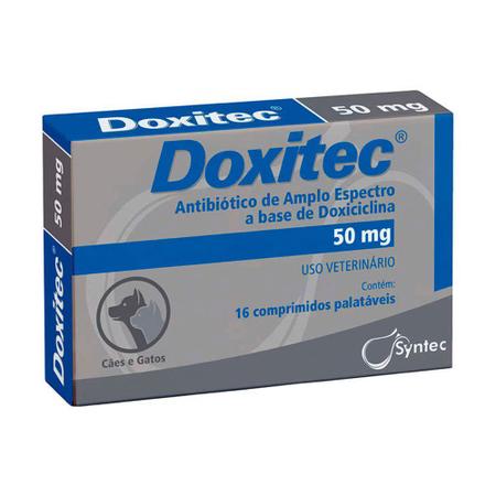 Imagem de Antibiótico Doxiciclina Doxitec para Cães 50mg com 16 Comprimidos