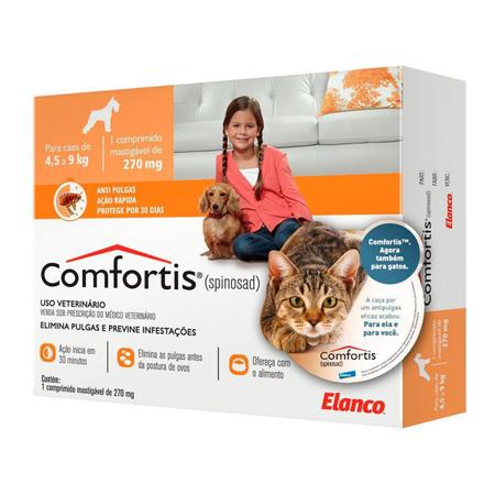 Comfortis 270mg 4,5 a 9kg - Elanco - Antipulga e Carrapaticida