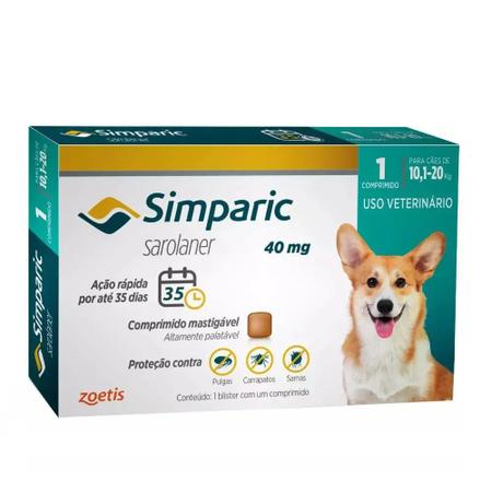 Imagem de Antipulgas Simparic 40mg para Cães de 10,1 a 20Kg