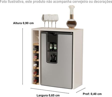 Imagem de Aparador Adega Bar Para Cervejeira -  Cor:Off White Com Nature - Lojas GB