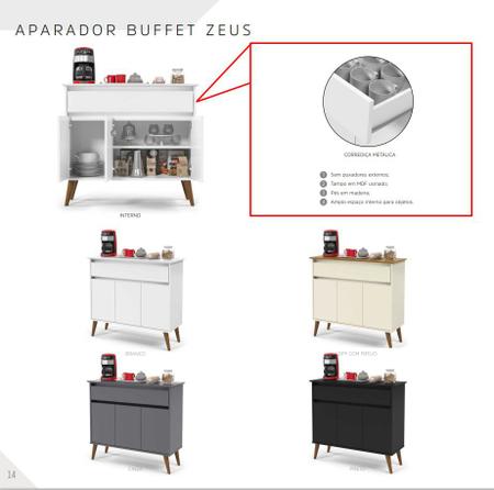 Imagem de Aparador Barzinho Buffet Retro Zeus 3 Portas Pes Palito EJ