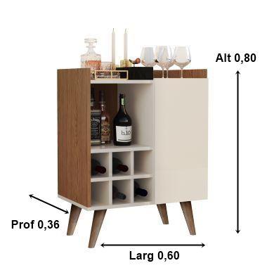 Imagem de Aparador Buffet Adega Bar 1 Porta 6 Garrafas Saint cor  Freijo com Off White - Comprar Moveis Em Casa