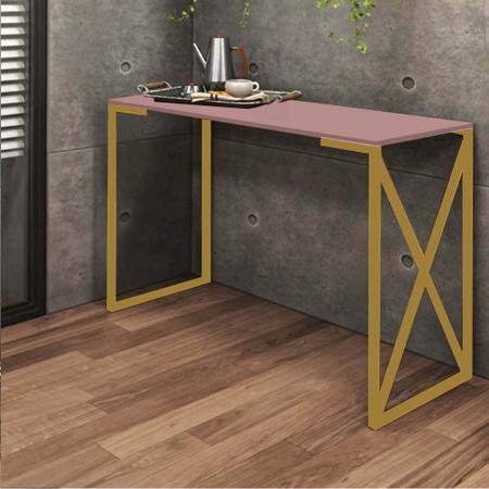 Aparador Buffet Balcão Bex Insdustrial Ferro Dourado MDF Rose Rosa - Ahazzo Móveis Imagem de Aparador Buffet Balcão Bex Insdustrial Ferro Dourado MDF Rose Rosa - Ahazzo Móveis