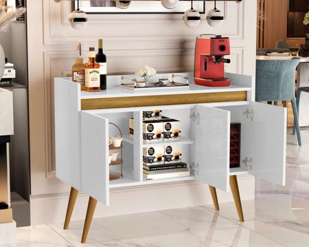 Imagem de Aparador Buffet Cantinho do café Luxo 3 Portas Cores - JM Casa dos Móveis