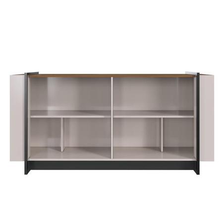 Imagem de Aparador Buffet Copacabana 4 Portas 160cm Off White/Nogueira Real/Preto Fosco - Colibri