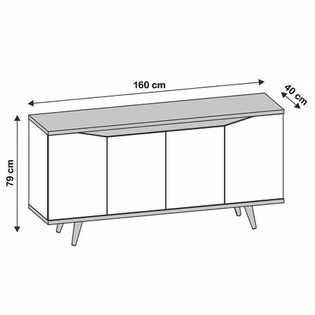 Imagem de Aparador Buffet Grace com 4 Portas e Pés de Madeira Maciça