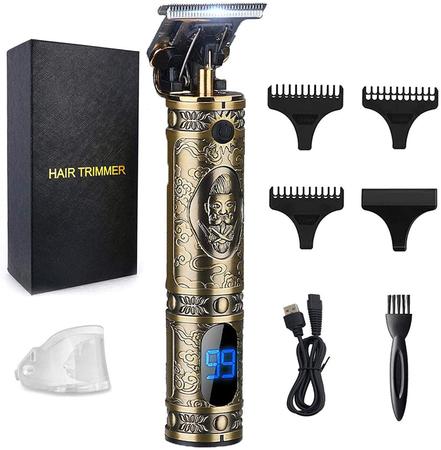 Imagem de Aparador de cabelo masculino profissional , aparador de cabelo sem fio, kit profissional de corte de cabelo DR-PT