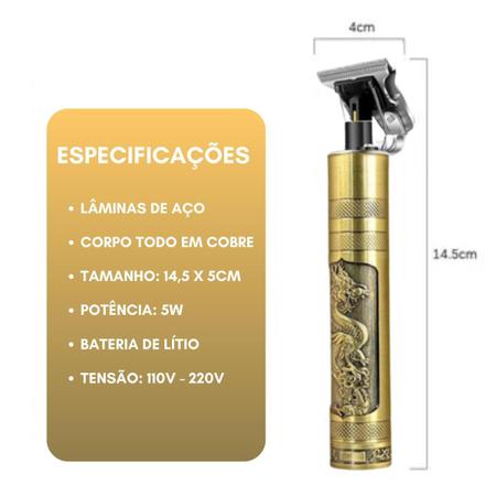 Imagem de Aparador De Pelo Kemei Km-228 Dourado 110V/240V