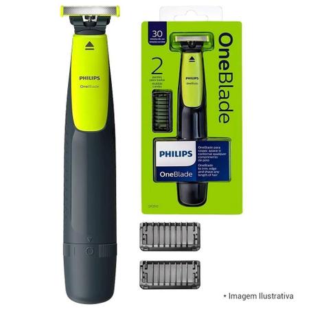 Imagem de Aparador de Pelos Philips QP2510/15 Oneblade, Cinza Chumbo/Verde Limão Bivolt