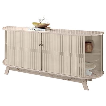 Aparador para Sala Buffet Mônaco e Cristaleira Marina Calacata Off White Madetec Imagem de Aparador para Sala Buffet Mônaco e Cristaleira Marina Calacata Off White Madetec